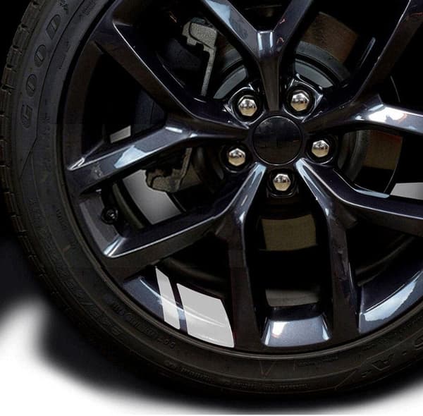6 stk Reflekterende Stripedekaler for 18 \"-21 \" Bilfelger (Hvit)
