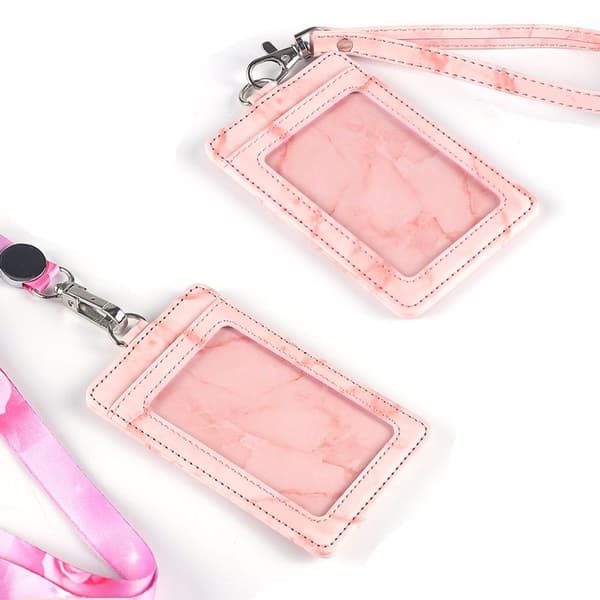 2-pak ID-kortholder lodret ID-kortholder PU-læder pink