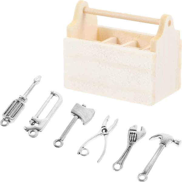 1 Set Dollhouse Miniature Tools Decoration Metal Mini Tools Dollhouse Accessories With Toolbox