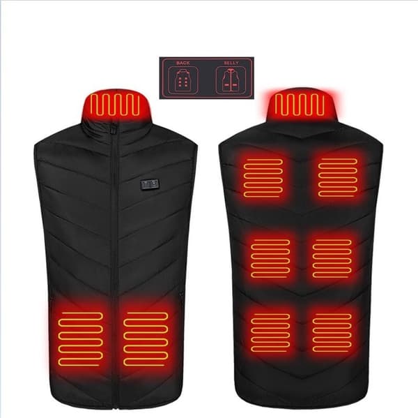 Varmevest med 9 varmezoner, vaskbar, sort XL XL