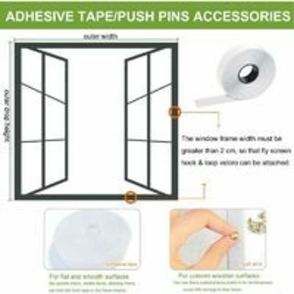 Magnetic Window Screen 120x120cm White Mosquito Net for Doors and Windows with Self-Adhesive Polyester Mesh Automatic Closing