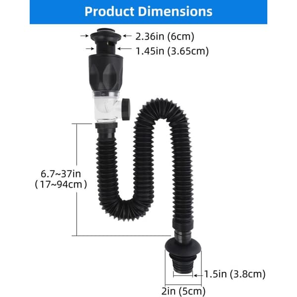 Sink Drain Kit, Standard Click Basin Plug with 1.1/4 \" Connection and Drain Pipe, Universal Odor-Proof Sink Drain
