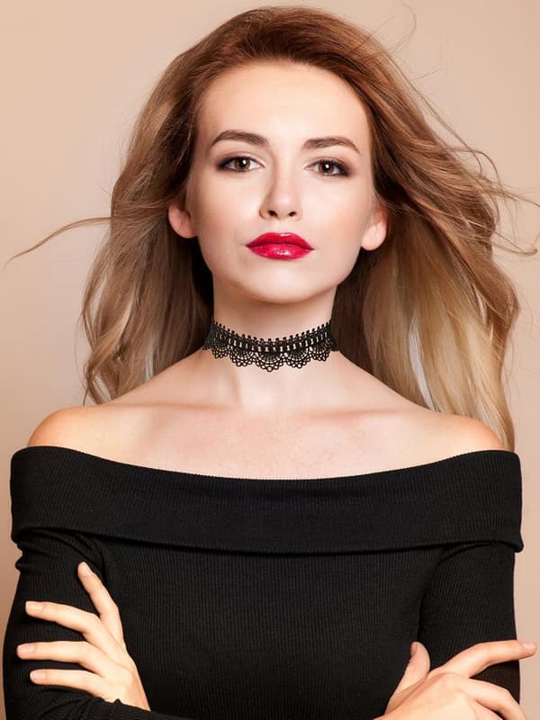 6-pak Chokerhalskæde Sort Choker Blonde Choker Gotisk Halskæde til Kvinder Piger, Sort