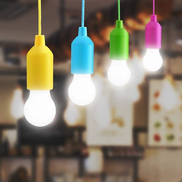 4-pak LED-træklampe, batteridrevet, kold hvid
