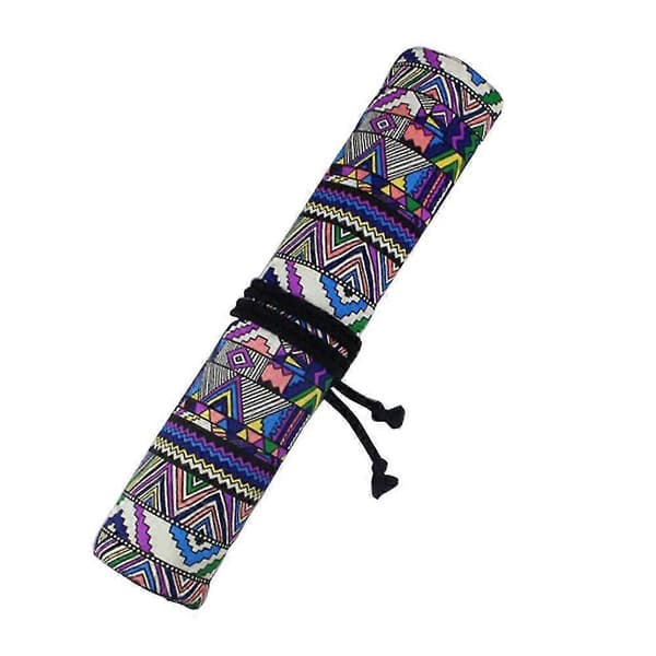 Boho Rollable Brush Bag Painting Organizer Storage Artist Canvas Roll Bag Makeup B