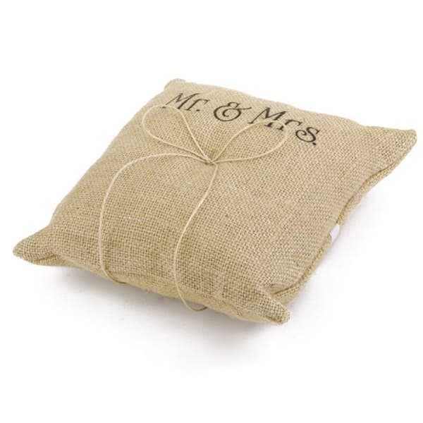Bryllupsringpude 15 x 15 cm med bånd til ceremoni