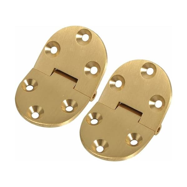 Door Hinge, Solid Brass Butler Tray Hinge 2-1/2cm x 1-1/2cm with Screws Satin Finish for Folding Tables - Gold - 2-Pack