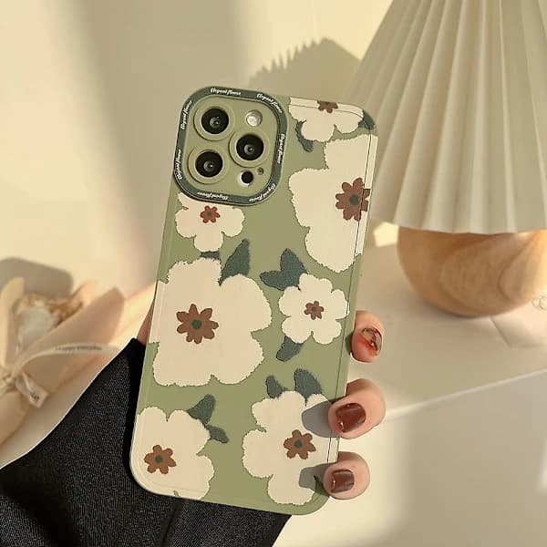 Søtt blomstrete mykt iPhone-deksel (Grønt, iPhone 11)