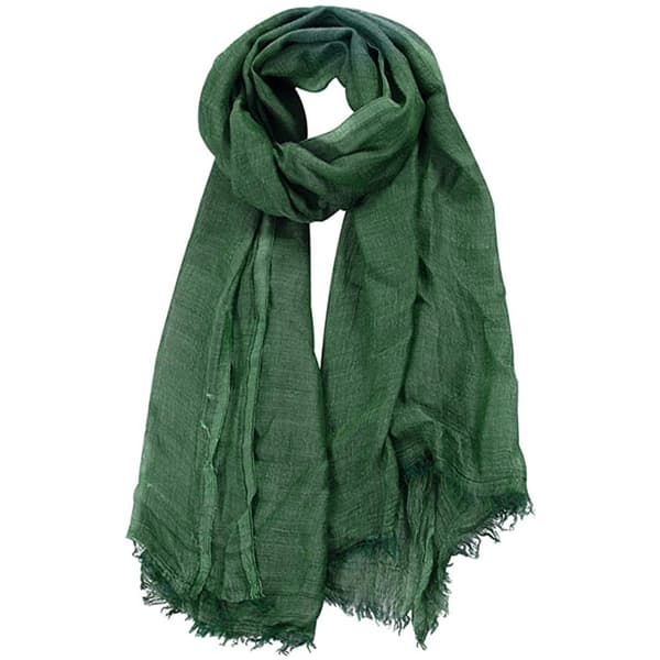 Bomull linnescarf, bred linnesjal, enfärgad sjal, mörkgrön