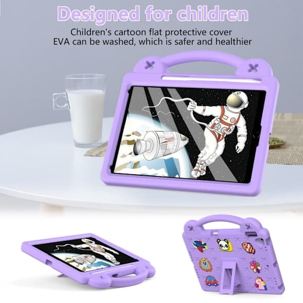 Støtsikkert EVA-deksel iPad 10.2 9. generasjon (2021) Støtte Lilla