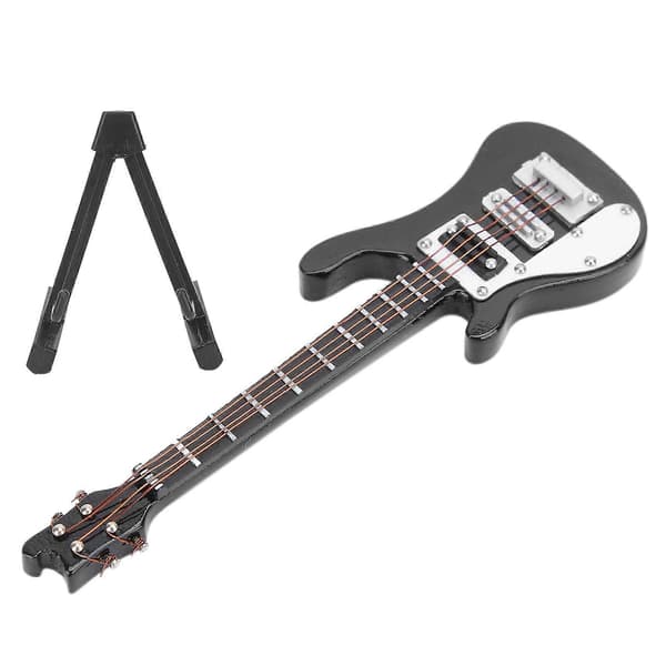 Miniature Træ Simulation Elguitar Model Musikinstrument Ornament Gaver Sort