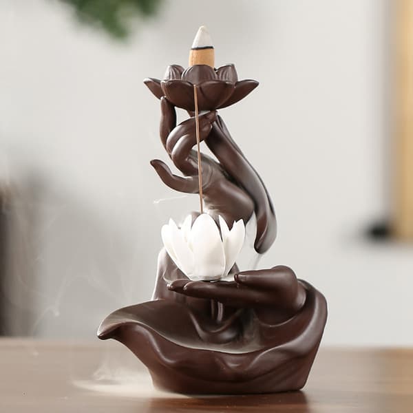 Bergamot Lotus Heart Incense Burner Innovative Backflow Ceramic Home Decoration