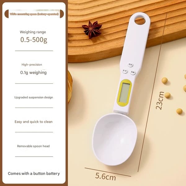Digital Measuring Spoon — Food Measuring Spoon Scale (500g) White White
