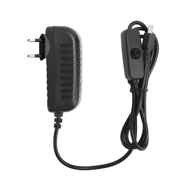 Strømforsyning for Raspberry Pi 5V 3A med bryter Integrert Micro USB-adapter 100‑240VEU-plugg