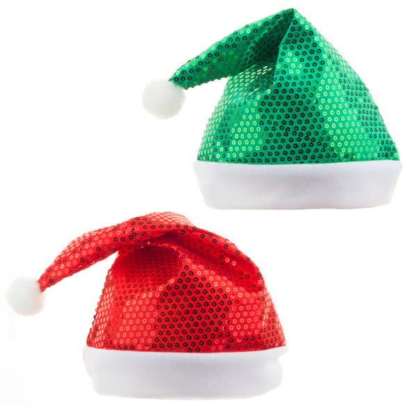 2 stk Rød Grøn Glitter Julehat Voksen Jul Grøn Rød