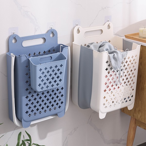 Foldable Wall-Mounted Laundry Basket - Collapsible Laundry Hamper for Bathroom - Space-Saving Clothes Storage for Shower Room