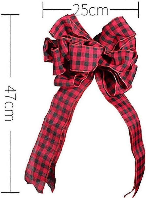 47 cm stor rød tartan jule-dekorationssløjfe julepynt juletilbehør