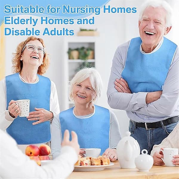 Adult Bib with Pockets Reusable Elderly Feeding Aid Unisex