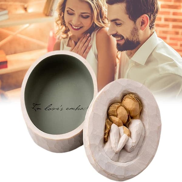 Sculpted Hand-Painted Keepsake Box, Carved Jewelry Box Pair-a