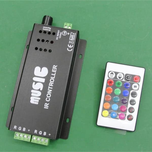 DC12-24V 24-Key Music Controller 3-Channel IR Remote RGB Sound Sensitive for LED Strip