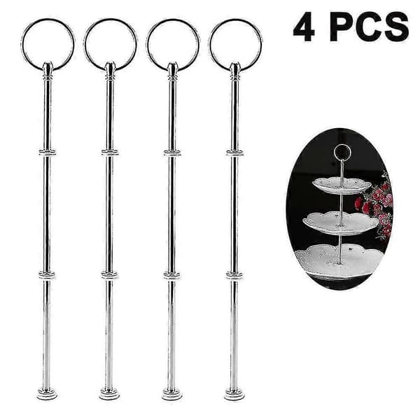 4 Set 3-vånings tårtställ, hårdvara, stegvis bricka, hårdvara, 3-vånings tårtställ Silver Silver