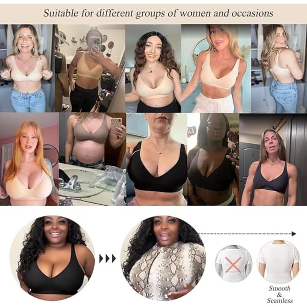 Seamless Wireless Bra with 3D Support, Soft Cup, Size L: All-Day Comfort and Support, Perfect Fit under T-shirts Gray Gray Gray
