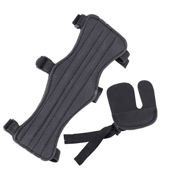 Archery Arm Guard Bow Finger Tab Finger Protector Set Adjustable Straps Archery Arm Protector