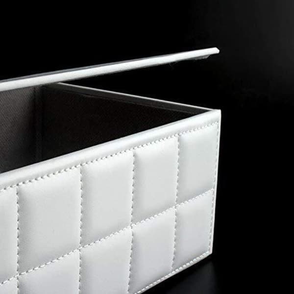 PU-läder servettbehållare, servettdispenser, 25 x 14 x 9,5 cm (vit)