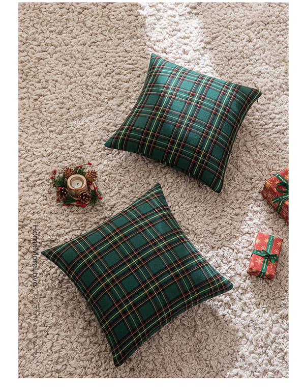 Jul Skotskternet Pudebetræk Bondegård Klassisk Skotskternet Indretning Sofapude Boligindretning Sofa Stue Seng 45*45*cm, Grøn