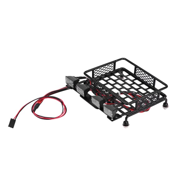 Small Size Roof Rack with LED Light Square for SCX10 1/10 RC Car (4 White)