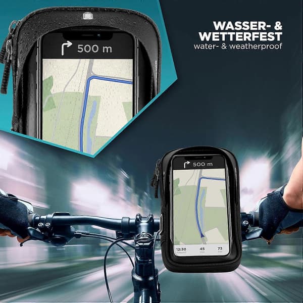 Mobiltelefonholder Cykelstyr Taske til iPhone 360° Roterbar Sort [DB]