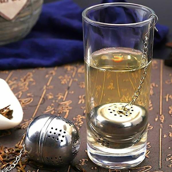2-delt teinfuser i rustfrit stål, teinfuser til te, krydderier og de fleste kopper og tekander