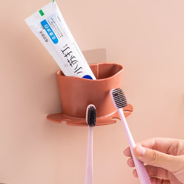 Hole-Free Toothbrush Holder Bathroom Storage Shelf Wall Mounted