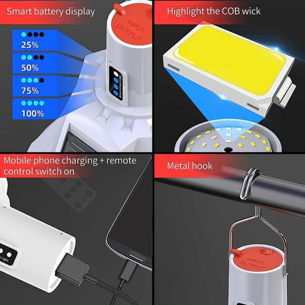Solar-powered LED lamp, USB rechargeable, solar-powered lamp, outdoor hanging lamp, remote control lamp, Imp Lighting