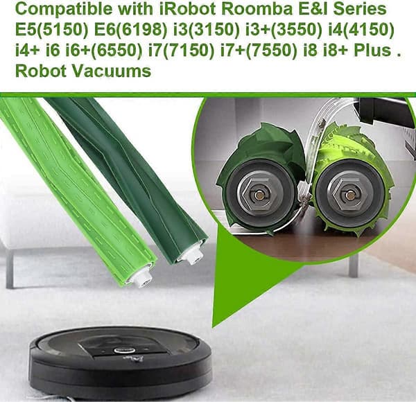Korvaava pääharjan lisävaruste iRobot Roomba i7 i7+ / i7 Plus E5 E6 E7 -imureille, sisältää 4 kumiharjaa