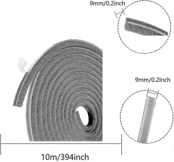 10m Brush Strip, Windproof and Dustproof Self-Adhesive Brush Seal for Movable Windows