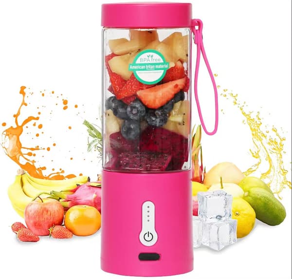 Hvid bærbar blender til smoothies og shakes, 530 ml mini blender