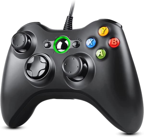 Xbox 360 Controller - USB Kablet, Forbedret Dobbelt Vibration, Ergonomisk til Xbox 360/Slim & PC