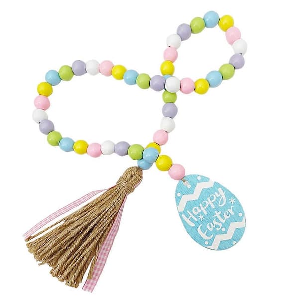 Easter Farmhouse Wooden Bead Garlands Easter Wooden String Beads Ornaments Easter Decor