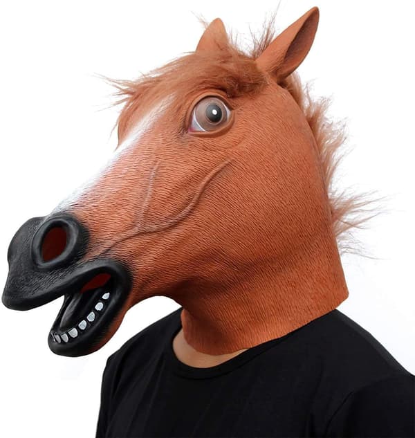 (Brun) Hestehoved Latex Maske til Halloweenfest
