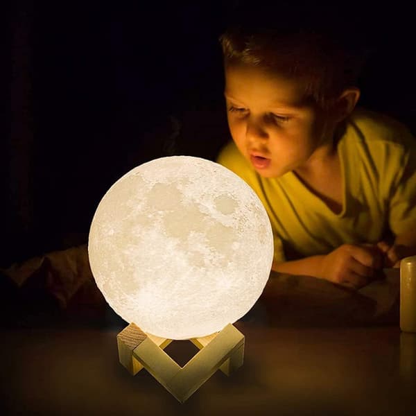 Moon Lamp Upgraded Version with Timer 3D Printed Moon Night Light 16 Colors Band Wooden Stand Remote Control Touch Control USB Charging Gift M M