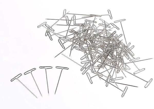 100 st 1 tum nickelpläterade stål T-stift silver T-formade stift