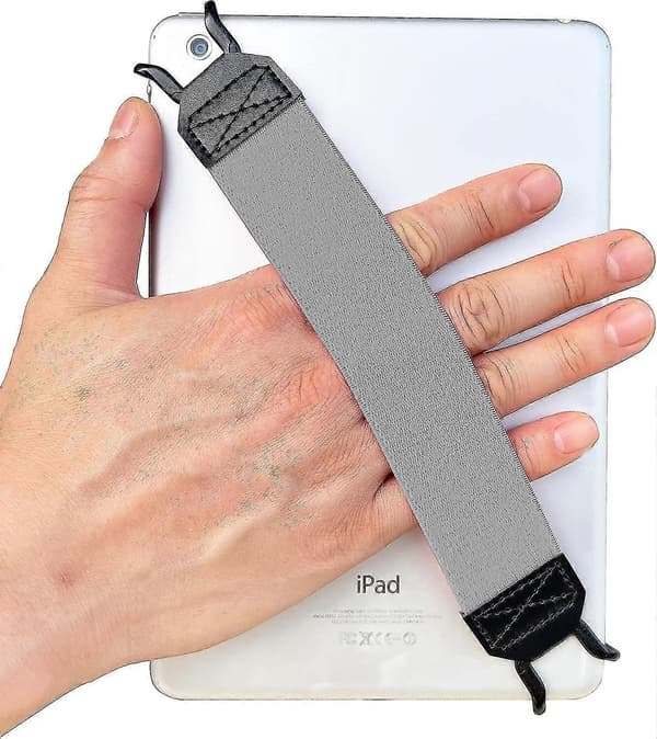 WUOJI Universal Tablet Hand Strap Holder, Handle with Elastic Band, Secure Portable for iPad/iP [DB] Gray One-size Gray One-size