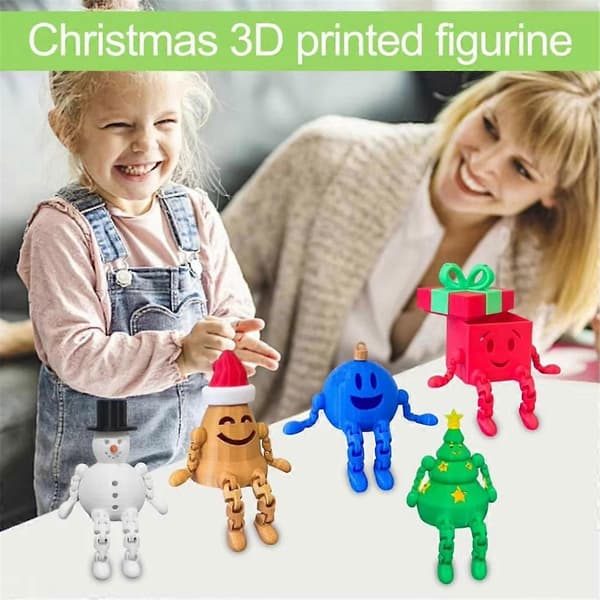 Bevægelig skrivebordsdukke, 3D-print, julepynt, julegave B