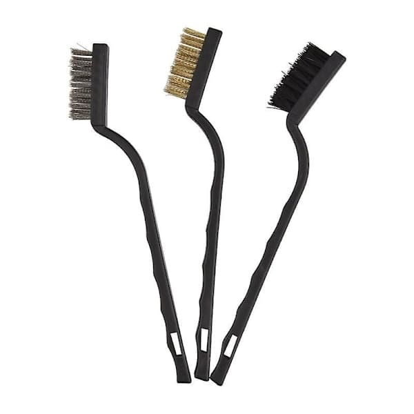 3 metalrensebørster i rustfrit stål, messing og nylon til rust, svejsning og slagger