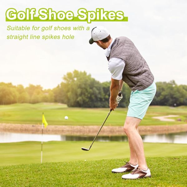 Golf Spikes Sæt, 12 stk. Udskiftningsspikes til Golfsko med Tilbehør med Trækkraft, Stabilitet og Komfort