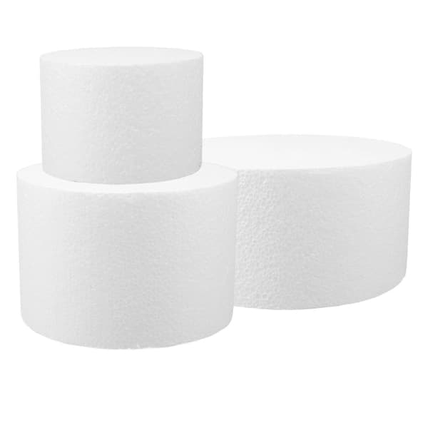 3 stk. runde kakeformer i skum, tom kakeform, baking, DIY kakedummy