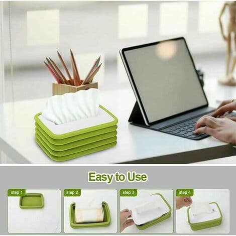 Silicone Tissue Box - Foldable Tissue Holder - Practical Tissue Holder - for Bathroom, Countertop, Home, Office, Car