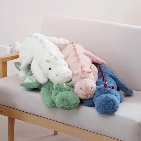 Blå, 70 cm, plysj, vektet dinosaur