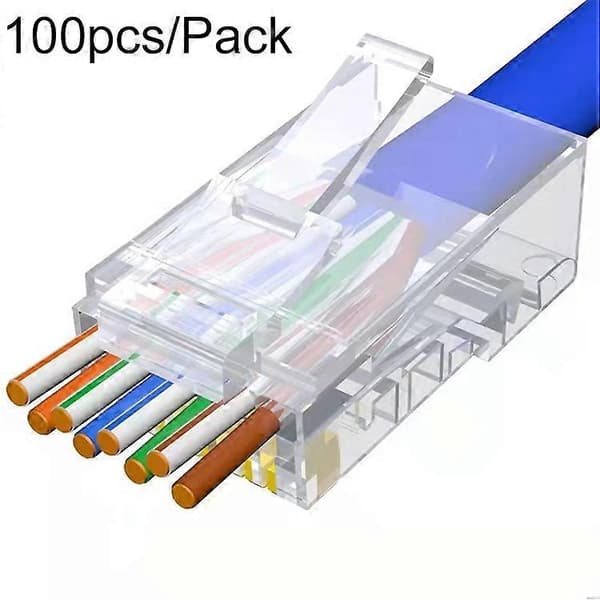 100 st/förpackning Cat6e Oskärmad Pass Through RJ45-kontakt Modulär kontakt [DB] Ej specificerad Not Specified